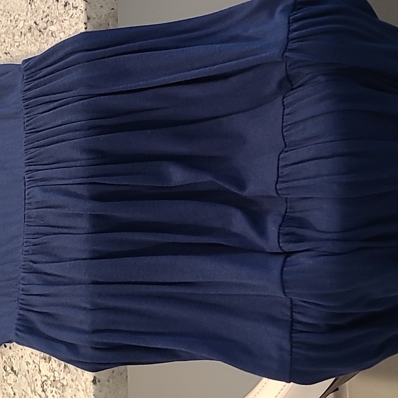 Dark Blue Flutter Sleeved Dress - Picture 2 of 4